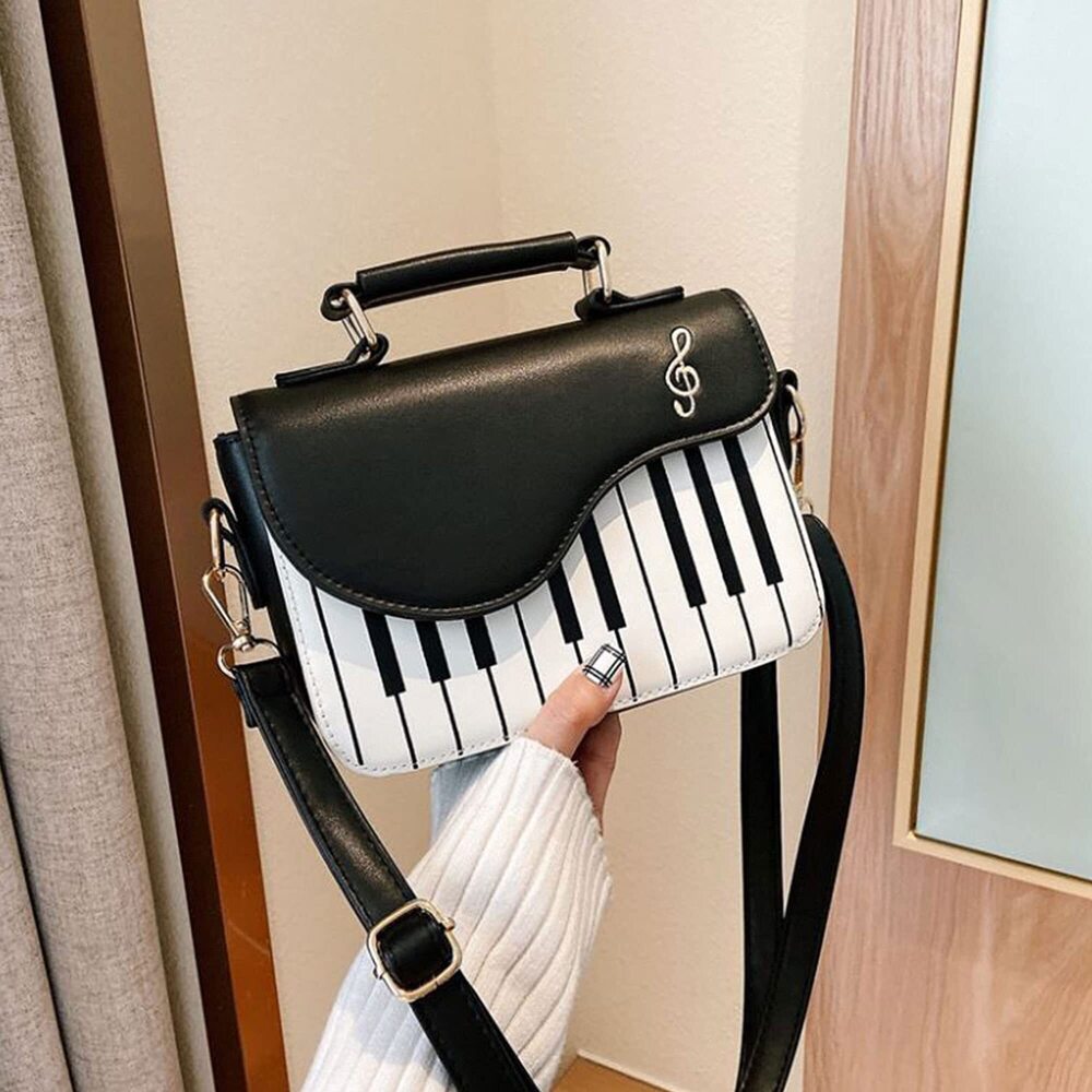 1024 Piano Shape Crossbody Bag Punk Style Top Handle Purses Handbag Satchel - Picture 3 of 8